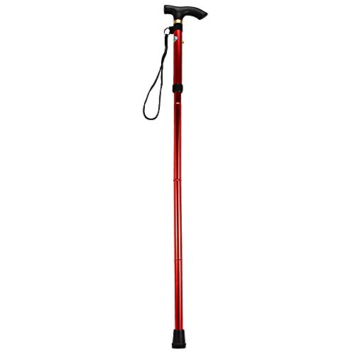 Stylrtop Aluminum Metal Folding Walking Stick With Adjustable Height And Non-Slip Rubber Base (Red) #TOP1