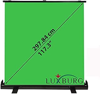 LUXBURG Green Screen - 220x200 cm, Professional Portable Collapsible Chroma Key Background for Photo, Video, Live Game, Virtual, Studio with Stand
