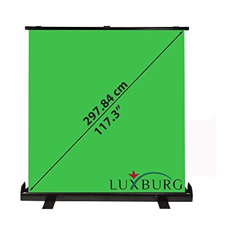 LUXBURG Green Screen - 220x200 cm, Professional Portable Collapsible Chroma Key Background for Photo, Video, Live Game, Virtual, Studio with Stand Cover