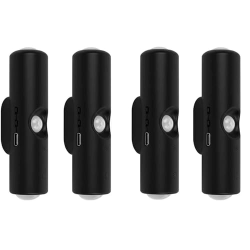 Image of GITGRNTH 4 PCS Rechargeable Black RGB LED Wall Light with Motion Sensor | Automatic Color Changing Up Down Indoor Wall Lamp | Modern 2 Way Lighting for Home, Office & Hallway, Bedroom, Living Room