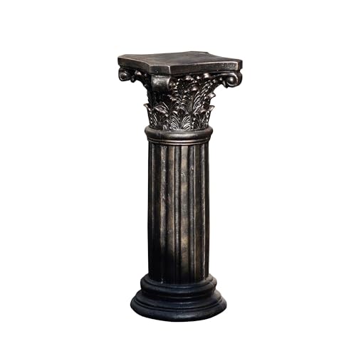Decorative Roman Column Pedestal, Black Bronze, MGO Cement with Fiber,