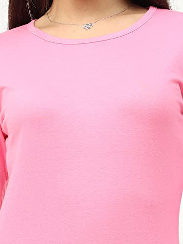 Image of FLEXIMAA Women's Cotton Plain Round Neck Full Sleeve T-Shirt