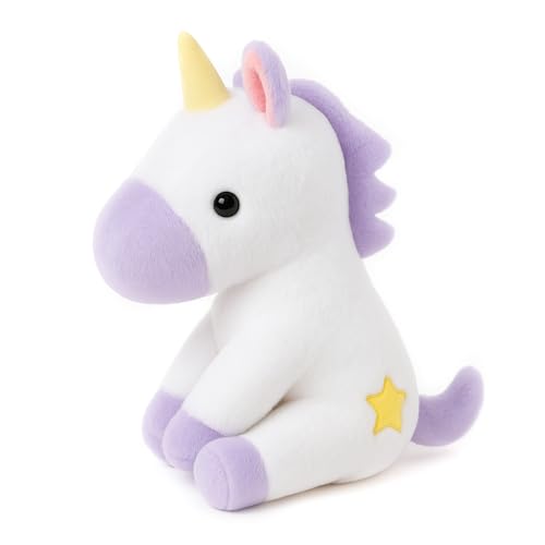 WEIGEDU Adorable Small Star Unicorn Stuffed Animals Plush Toys for Kids Girls Toddler Babies Birthday Bedtime Gift, 9.8 inches Purple and White