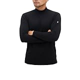 (ルコック スポルティフ) 冬 あったか 裏起毛 ハイネック シャツ 丸首 長袖ｔシャツ 下着 アンダーシャツ(M ハイネックブラック)