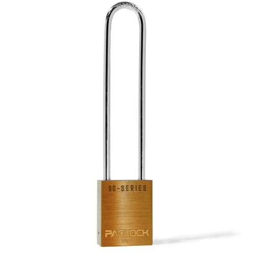 Image of PACLOCK's SR-90A Padlock, 5 inch Tall Hardened Steel Shackle, High Security 6-Pin Cylinder, One Lock Keyed to a Number U-Pick! w / 2 Keys, Orange