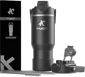 KANGZY Metal Water Bottle with Straw 1L/32oz – Vacuum Insulated Stainless Steel Flask, 2-in-1 Straw & Spout Lid, BPA-Free Leak-Proof Tumbler, Keeps Drinks Hot 8H+ / Cold 24H for Work, Travel & Gym