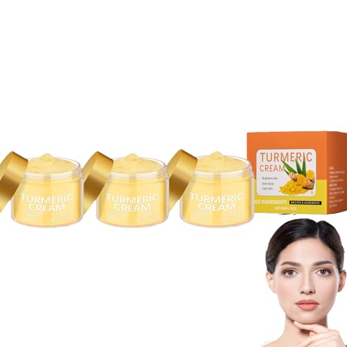 Crema facial de cúrcuma, loción de cúrcuma para manchas oscuras, crema facial para manchas oscuras, tratamiento de hiperpigmentación para el cuerpo, calmante e hidratante, tono uniforme (3 unidades)