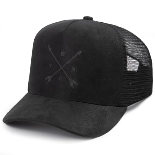 Boné Young Trucker Telinha Com Camurça Aba Curvada Masculino (Preto/Preto)