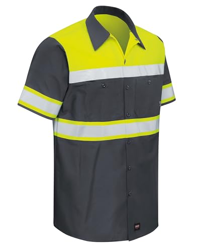 Image of Red Kap Men's Hi-vis Ss Colorblock Ripstop Work Shirt-Type O, Class 1