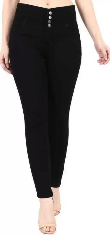 comfits Women 4 Button Plain Black Jeans Latest Stylish (32)-picture-42