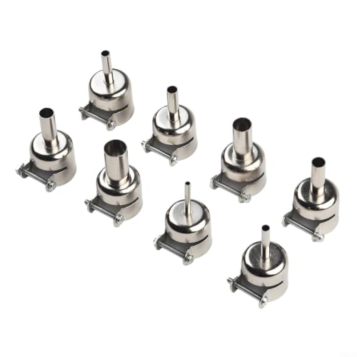 Image of Stainless Steel Hot Air Nozzle for 850 852D Soldering Station, Welding Tip with Locking Screw, Desoldering Accessory, Silver, Multiple Sizes Available(8PCS)