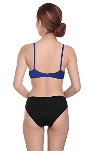 Image of She Wears Full Coverage Non-Padded and Wirefree Daily Use Combo Bra Panty Set for Female.
