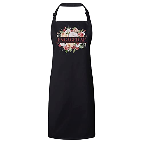 Tablier cuisine mariée haut de gamme avec bouquet floral chic Engaged AF