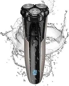 Electric Razor for Men Electric Razor for Men Rechargeable Rotary Shaver with Pop-up Trimmer and Travel Case Wet