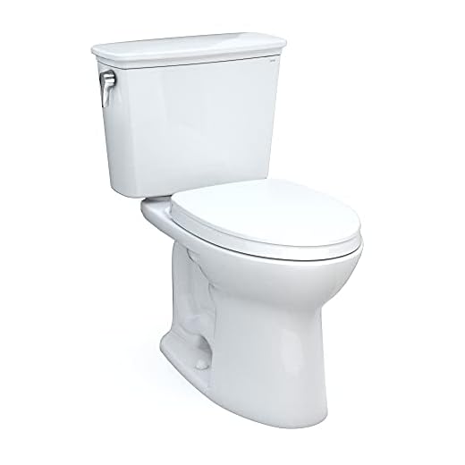 TOTO Drake Transitional Two-Piece Elongated 1.28 GPF Universal Height TORNADO FLUSH Toilet with 10 Inch Rough-In, CEFIONTECT, and SoftClose Seat, WASHLET+ Ready, Cotton White - MS776124CEFG.10#01