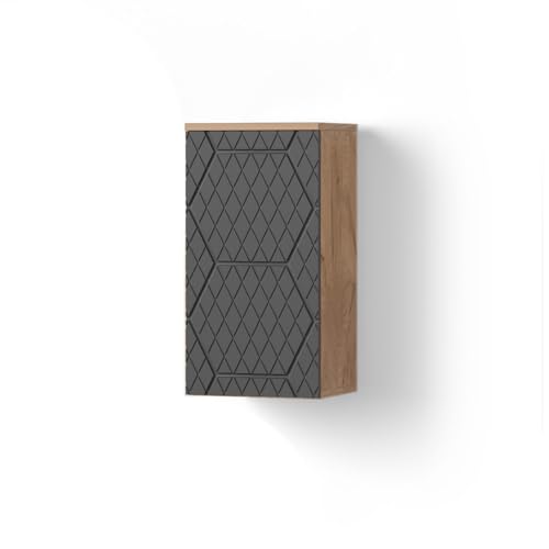 Livinity Mueble de baño Ronco, Antracita con Estructura de Panal, 30 x 59 cm 2 Compartimentos, baño