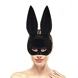 MostaShow Bunny Mask, Black Rabbit Mask for Women's Masquerade, Halloween, Cosplay, Costume, Birthday, Mardi Gras Use