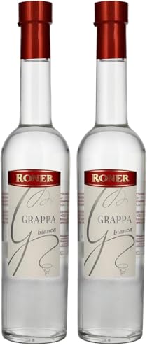 Roner Grappa Bianca (1x 0,5l) - Grappa Delicata dalla Distilleria Artigianale Alto Adige Südtirol più premiata d'Italia - 500 ml (Confezione da 2)