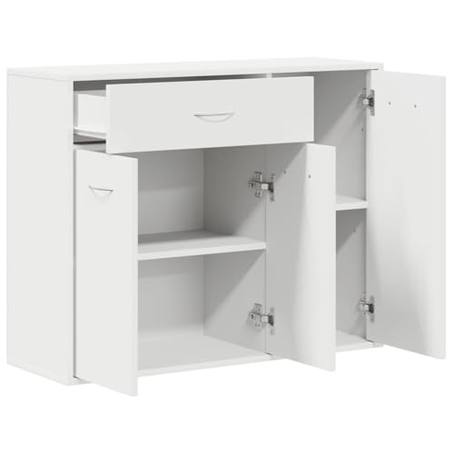 vidaXL Sideboard mit 1 Schublade 3 Türen Kommode Anrichte Schrank Beistellschrank Mehrzweckschrank Standschrank Weiß 88x30x70cm Holzwerkstoff