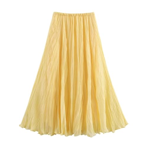 Women’S Crinkle Textured A-Line Midi Skirt Elastic Waist Non-Stretch Regular Fit Casual Everyday3