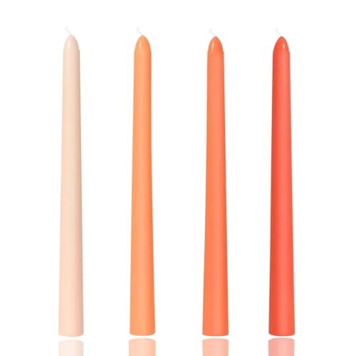 10 inch Gradient Taper Candles Set of 4 Tapered Candle Tall Candlesticks Conical Stick Candles Smokeless for Home Dinner Party Wedding Halloween Christmas (Orange Series 10inch)
