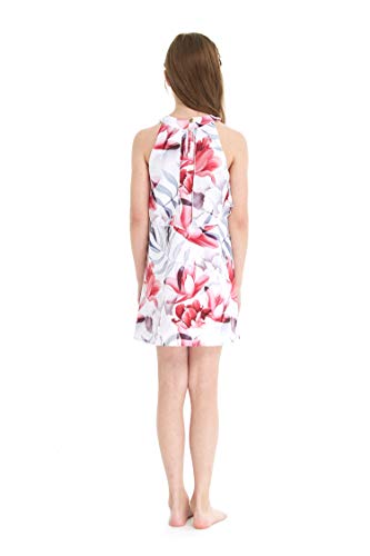 Girl Hawaiian Round Neck with Ruffle Dress in Wispy Cereus2