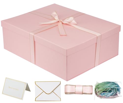 YINUOYOUJIA Caixa de presente grande 42 x 33 x 14 cm, caixa de presente rosa para presentes, aniversário, dia dos namorados, dia das mães, Natal e aniversário.