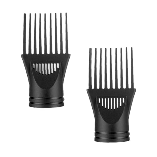 2 Stück Haartrockneraufsatz Abdeckung Kammdüse Professionell Universal Friseur Glätten Entwirren Feiner Wind Blasen Lockiges natürliches Haar verarbeitet (schwarz)