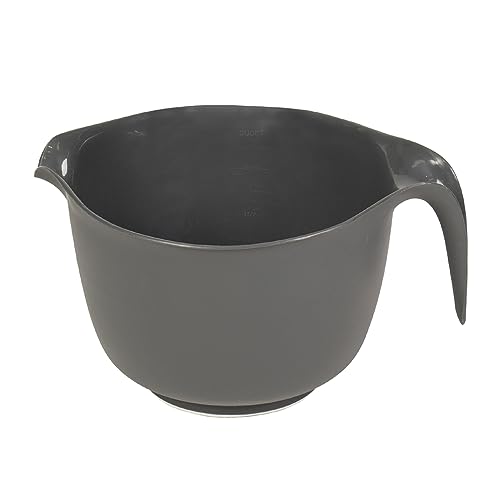Glad Mixing Bowl with Handle 3 Quart | Heavy Duty Plastic with Pour Spout and Non-Slip Base | Dishwasher Safe Kitchen Supplies for Cooking and Baking Grey