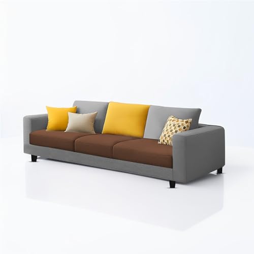 Image of Galib 3 Seater Sofa Set for Living Room (Brown Grey Fabric) Premium Fabric Sofa Set