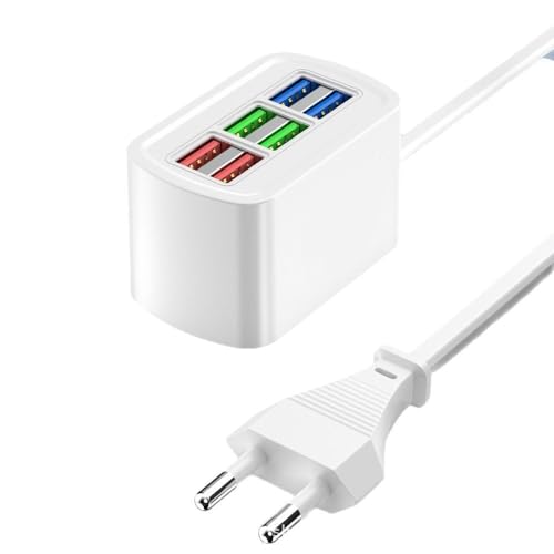 Leloco 6-Port USB Ladeger&auml;t Mehrfach-Ladestation, Tragbarer USB Ladeadapter f&uuml;r Reisen, Zuhause & B&uuml;ro &ndash; USB Ladehub f&uuml;r Smartphones, Tablets & weitere Ger&auml;te