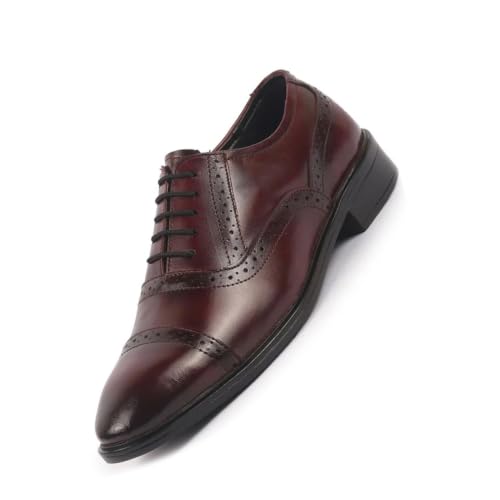 Image of FAUSTO Men Genuine Leather Formal Lace Up Brogue Shoes for Office | Meeting Event Shoes with Comfort
