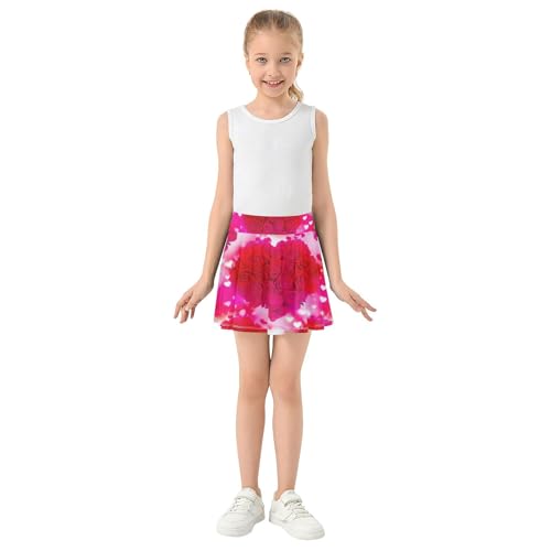 Athletic Shorts Girls Skorts Kids Tennis Skirts Uniform Butterfly Heart Shaped Red Roses 3t3