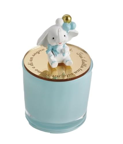 candela in vasetto colorato con tappo con animale idea bomboniera nascita battesimo comunione (Elefante Celeste)