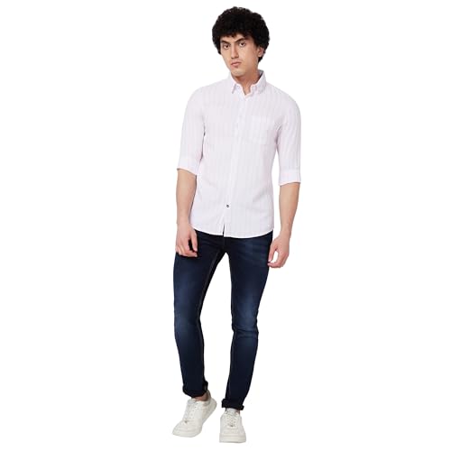 Image of Spykar Men's Regular Fit N /A Full Sleeve Striped Casual Shirts