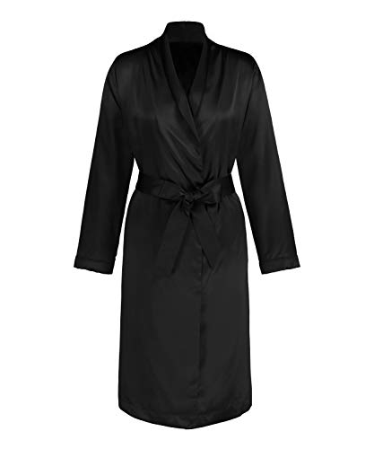 HUNKEMÖLLER Bademantel Satin Fleece - black - XS/S