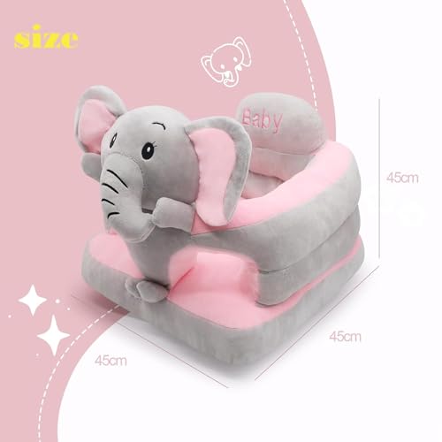 Image of KAKIBLIN Baby Sit Up Chair Support Sofa,Sit Me Up Floor Seat for Baby,Soft Plush Cartoon Animals Learning to Sitting Chair Seats for 3-24 Month Girls and Boys,PP Cotton Full Filling (Elephant)