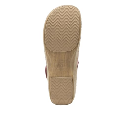Image of Alegria Women's Onika Leather Wood Grain Mary Jane Shoes