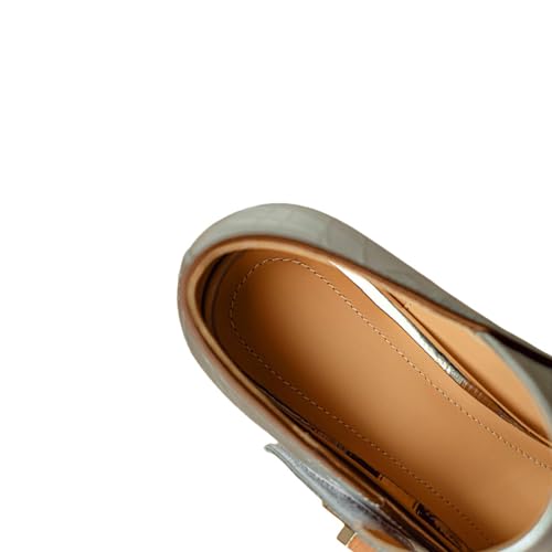 TinaCus Women's Genuine Leather Pointed Toe Crackled Printing Handmade Mary Jane Pumps3