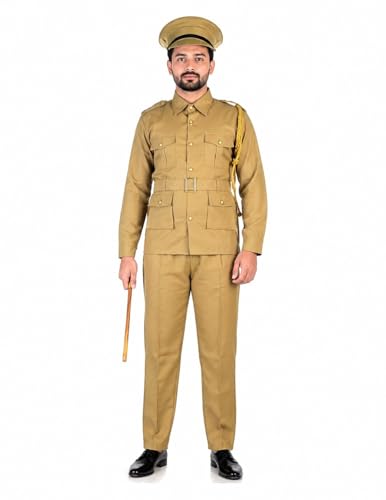 Image of BookMyCostume Premium Fabric Indian Police Commissioner Profession Community Helper Kids Fancy Dress Costume Adults S-M