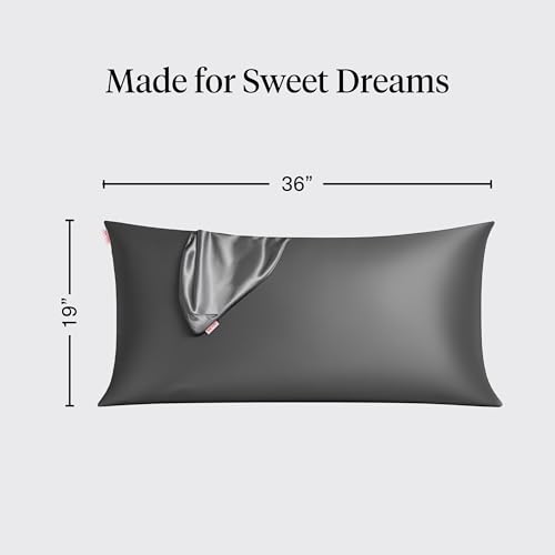 Image of Kitsch Satin Pillowcase with Zipper - King Size, Charcoal | Softer Than Silk Pillow Cases, Smooth Cooling Satin Pillow Case for Hair and Skin, Wrinkle-Free, Machine Washable