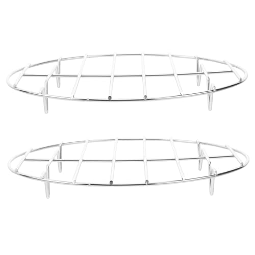 ROMISBABA 2 piezas Soporte Redondo de Acero Inoxidable para Barbacoa Resistente la Corrosión Ligero y Portátil para Uso Exteriores Facilita Cocción Uniforme Adherencias