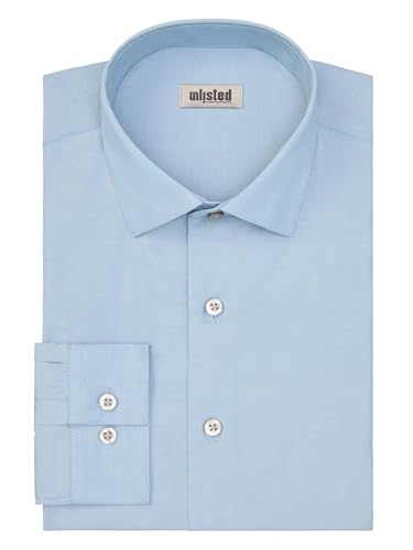 Image of Kenneth Cole REACTION Unlisted Men's Slim Fit Solid Cotton Spread Collar Full Sleeves Formal Dress Shirt