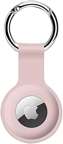 Holder Case for AirTags Ultra Light Silicone Sleeve for AirTags Durable Anti-Scratch Protective Skin Cover with Anti-Losing Keychain Ring Accessory Compatible with Apple AirTags 2021 (Pink)