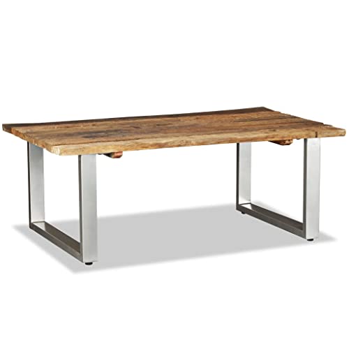 PUGYNBK Table basse en bois massif recyclé 100 x 60 x 38 cm avec pieds en fer forgé, style industriel fait à la main, table d'appoint comme table d'appoint,...