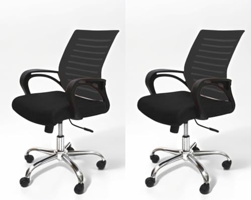 Image of Ngfc Office Chair for Home with Back Support Arm Rest 360 Degree Rotating Office Chair with Tilt Lock Mechanism High Comfort Seating Ergonomic Chair for Home & Office (2, Black)