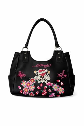 Bolso Tote ED HARDY con diseño calavera y rosa miniatura 1