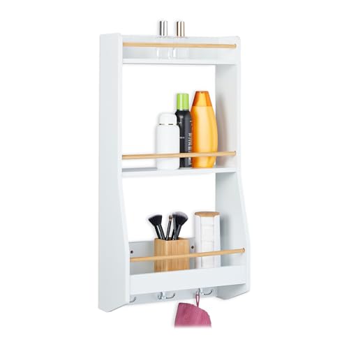 Relaxdays Wandregal, HxBxT: 75 x 38,5 x 17,5 cm, 6 Haken, schmales...