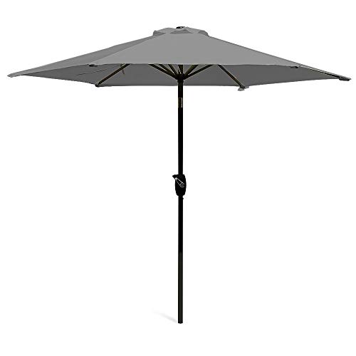 Scelto 2.7M Garden Parasol with Crank and Tilt, Sun Shade for Outdoor, Garden and Patio - Grey