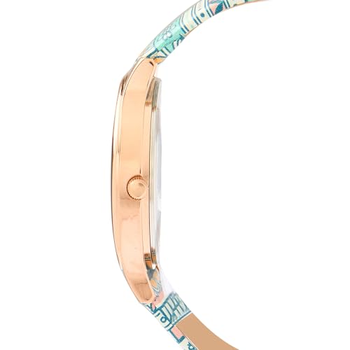TEAL BY CHUMBAK Round Dial Analog Watch for Women|Peranaken Tales Collection| Printed Vegan Leather Strap|Gifts for Women/Girls/Ladies |Stylish Fashion Watch for Casual/Work